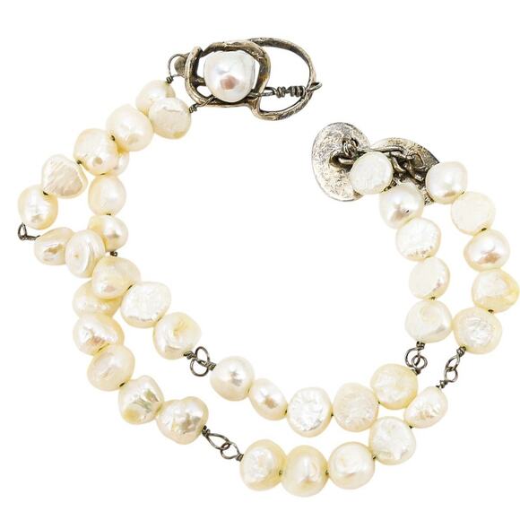 Antique William B Kerr 4730 Arts & Crafts Style Baroque Pearl Bracelet 8.25 In - Picture 6 of 12